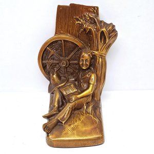 Huckleberry Finn Bronze Bookend Vtg PMC Philadelphia Mfg Co 2.5 lbs 5.5" Tall